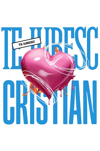 StoryGift Romania Sticker Eticheta 40CM Te Iubesc Cristian, Dragoste, Inima, Iubire, Sfantul Valentin, Dragobete