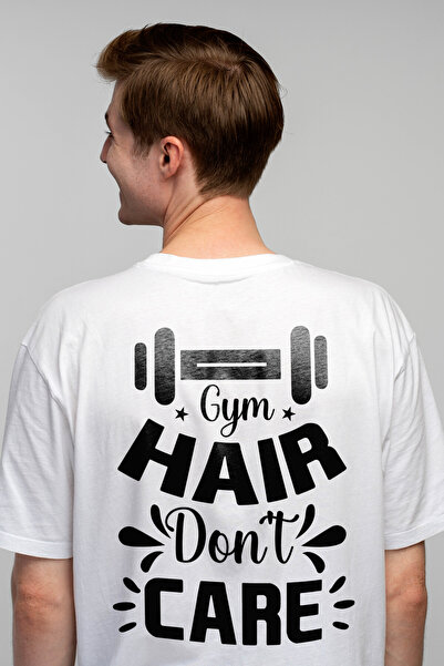 StoryGift Romania Tricou Barbati cu o haltera si mesajul "Gym hair don't care...