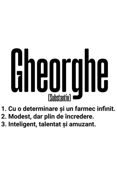 StoryGift Romania Sticker Autocolant 70CM Cu Numele Gheorghe, Determinare, Modest, Inteligent, Amuzant, Personal