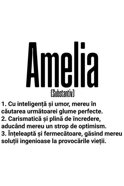 StoryGift Romania Sticker Autocolant 70CM Cu Numele Amelia, si Mesaj Motivati...