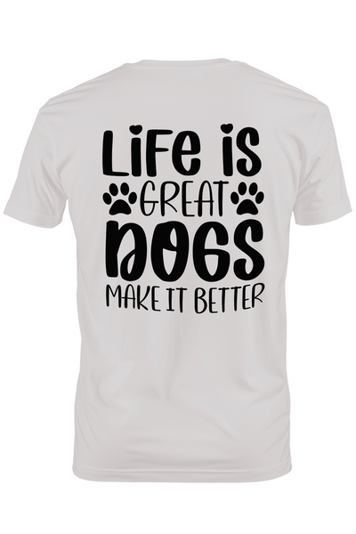 StoryGift Romania Tricou bărbătesc cu textul „viața e grozavă, câinii o fac m...