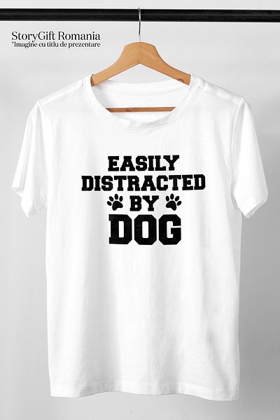 StoryGift Romania Men's T-shirt for those who are easily distracted by dogs with text in English STG
