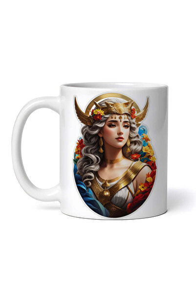 OEM Cană albă personalizată, Zeița greacă Artemis cu coroană și cercei, INOVA...