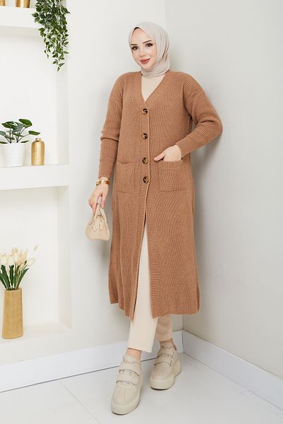 Pamuk Butik Γυναικεία Μαύρη Πλεκτή Ζακέτα με Κουμπιά Τσέπη