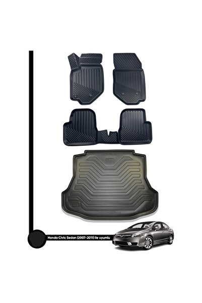 Leader Honda Civic Fd6 3d Havuzlu Paspas 2007-2012+bagaj Havuzu 3d Ikili Set