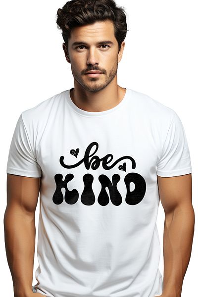 StoryGift Romania Tricou bărbătesc cu inimioare și textul în engleză „be Kind” - Be Good Help People With Imp Stg