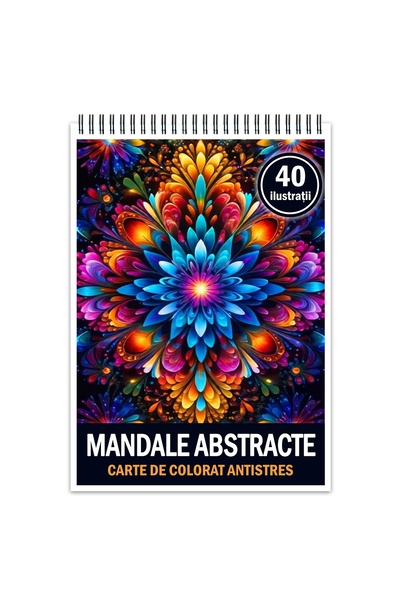 Legendary Gifts Carte de colorat antistres, 40 de ilustrații abstracte cu mandale, format: A4,