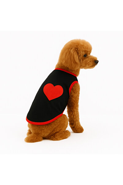 DOGİ&DOG Dogi&Dog Küçük Irk Black Heart Kedi Köpek Atleti Kıyafeti (1-10KG)
