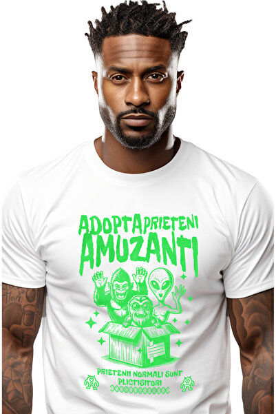 StoryGift Romania Tricou Barbati adopta Prieteni amuzanti monstru extraterest...