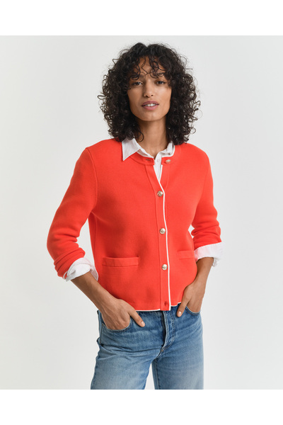 Gant Kadın Turuncu Regular Fit Bisiklet Yaka Hırka