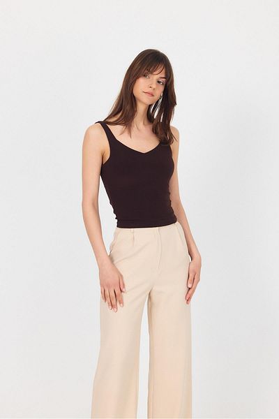 Rays Brown Thick Strap V-Neck Blouse 13293
