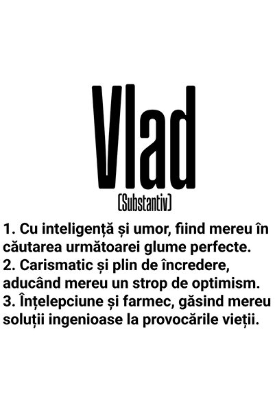 StoryGift Romania Sticker Eticheta 50CM Cu Numele Vlad, Inteligenta, Umor, Ca...