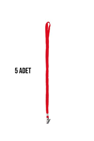 VİVA İnox Metal Clip Name Badge Lanyard 5 Pieces Red