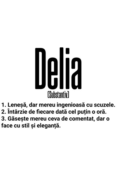 StoryGift Romania Sticker Autocolant 70CM Cu Numele Delia, si Mesaj Amuzant, ...