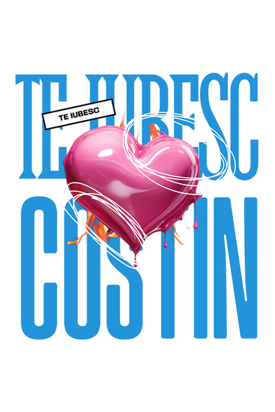 StoryGift Romania Sticker Autocolant 70CM Te Iubesc Costin, Dragoste, Inima, Iubire, Sfantul Valentin, Dragobete