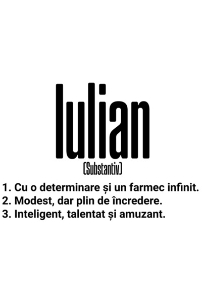 StoryGift Romania Sticker Eticheta 50CM Cu Numele Iulian, Determinare, Modest...