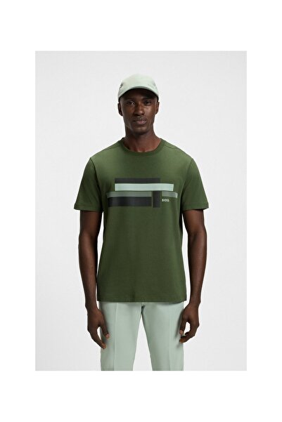 BOSS Logolu tasarıma sahip streç kumaştan rahat kesim tişört