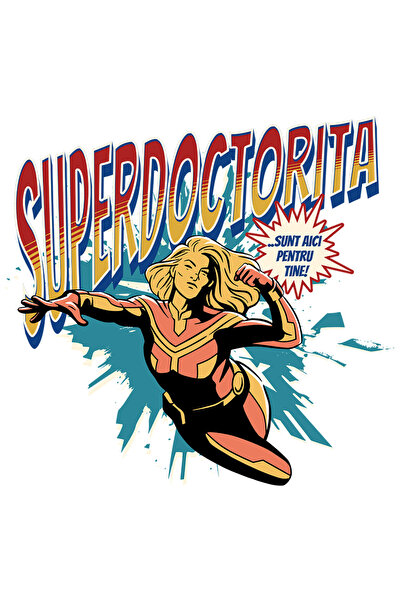 StoryGift Romania Sticker Autocolant 70CM Super Doctorita, SuperErou Sunt Aic...