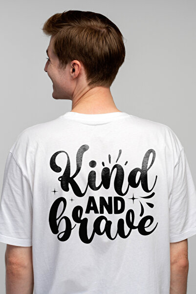 StoryGift Romania Tricou Barbati cu textul in limba engleza "Kind and brave" ...