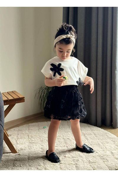 2kids2mom Lily Detailed Crew Neck Short Sleeve Tshirt and Skirt Eid, Special Day Set