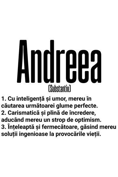 StoryGift Romania Sticker Autocolant 70CM Cu Numele Andreea, si Mesaj Motivat...