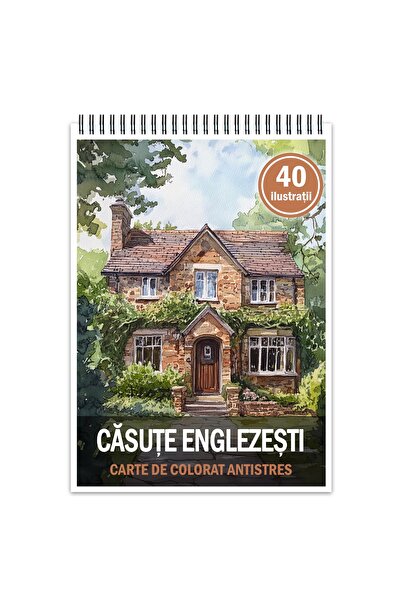 Legendary Gifts Carte de colorat antistres, 40 de ilustrații, căsuțe englezești, format A4