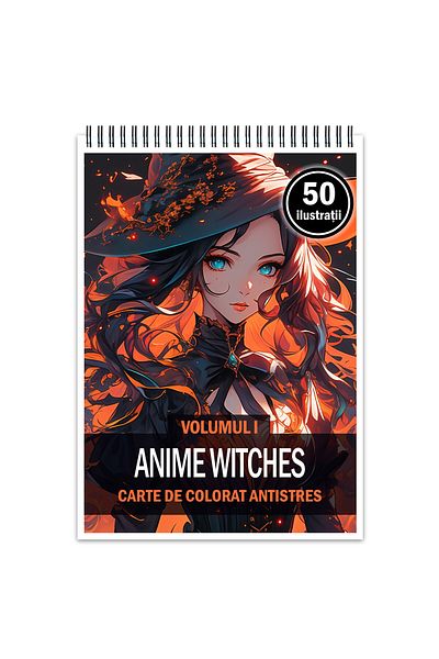 Legendary Gifts Anti-stress Coloring Book, 50 Anime Witches Illustrations, 106 Pages, Format: A5