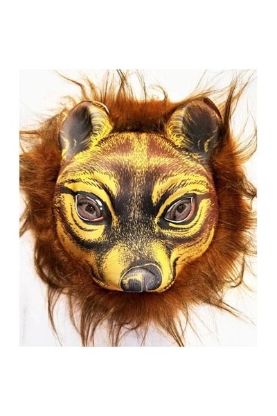 PRATİKOBA Brown Haired Tiger Lion Leopard Mask Mega Plush No 32