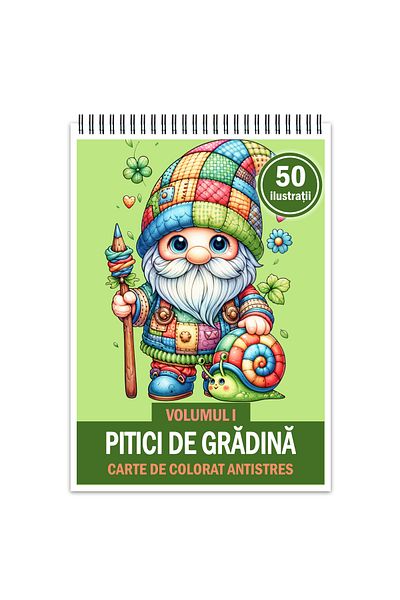 Legendary Gifts Anti-stress Coloring Book, 50 Illustrations Garden Gnomes - Volume I, 106 Pages, Format: A5