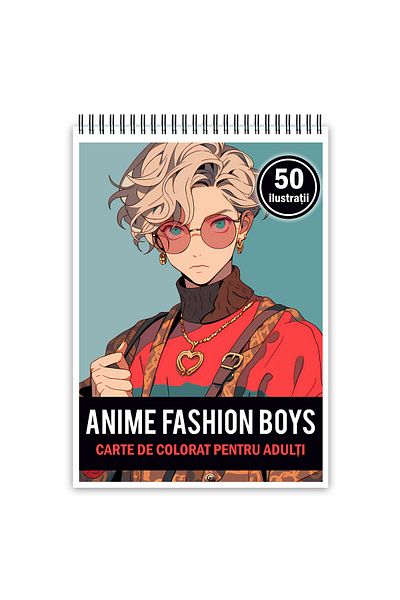 Legendary Gifts Adult Coloring Book, 50 Illustrations, Anime Fashion Boys, 106 Pages, Format: A5