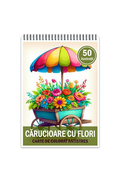 Legendary Gifts Anti-stress Coloring Book, 50 Illustrations, Flower Carriages, 106 Pages, Format: A5