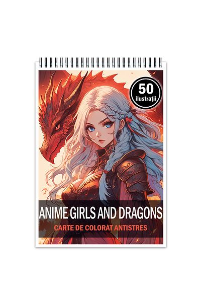 Legendary Gifts Anti-stress Coloring Book, 50 Illustrations, Anime Girls And Dragons, 106 Pages, Format: A5