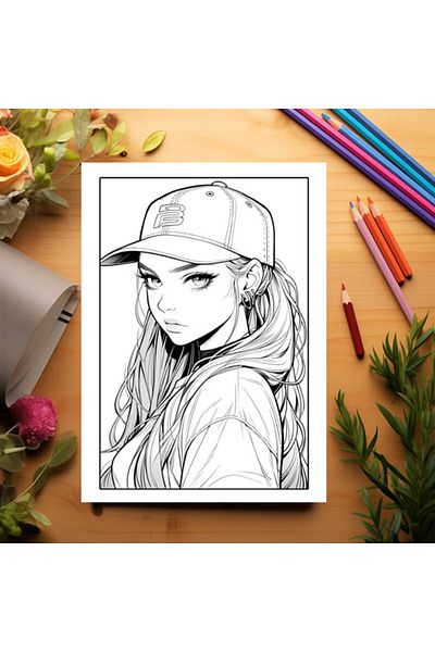 Legendary Gifts Adult Coloring Book, 50 Illustrations, Girls With Hats, 106 Pages, Format: A5