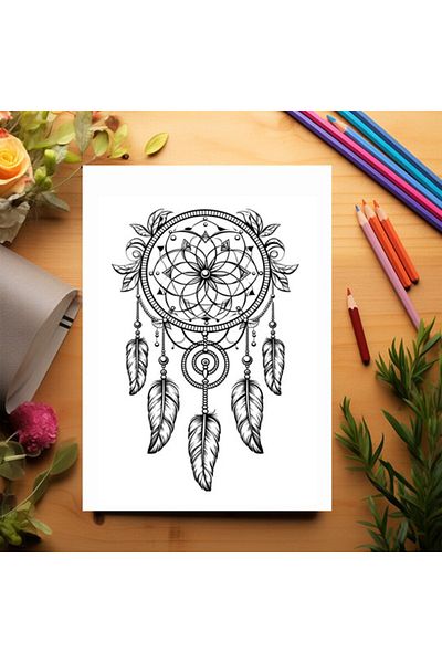 Legendary Gifts Adult Coloring Book, 50 Illustrations, Dreamcatcher - Volume I, 106 Pages, Format: A5
