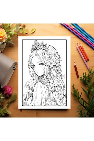 Legendary Gifts Anti-stress Coloring Book, 50 Illustrations, Anime Princesses - Volume Ii, 106 Pages, Format: A5i