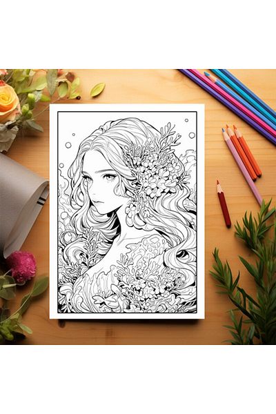 Legendary Gifts Adult Coloring Book, 50 Illustrations, Anime Mermaids, 106 Pages