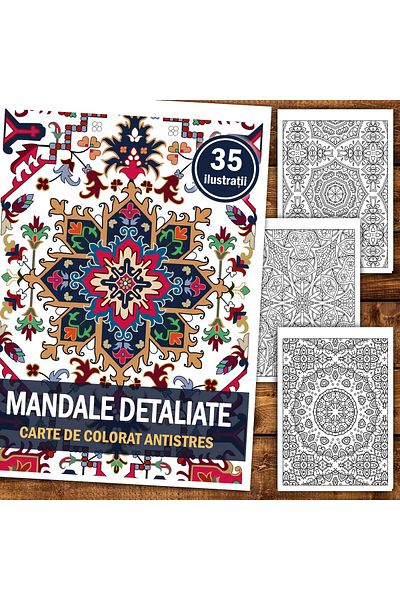 Legendary Gifts Anti-stress Coloring Book, 35 Detailed Mandala Illustrations, Format: A5