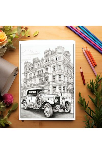 Legendary Gifts Anti-stress Coloring Book, 50 Illustrations, Vintage Cars - Volume Ii, 106 Pages, Format: A5