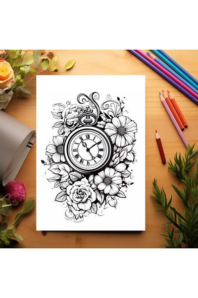 Legendary Gifts Anti-stress Coloring Book, 50 Illustrations, Magic Clocks, 106 Pages, Format: A5
