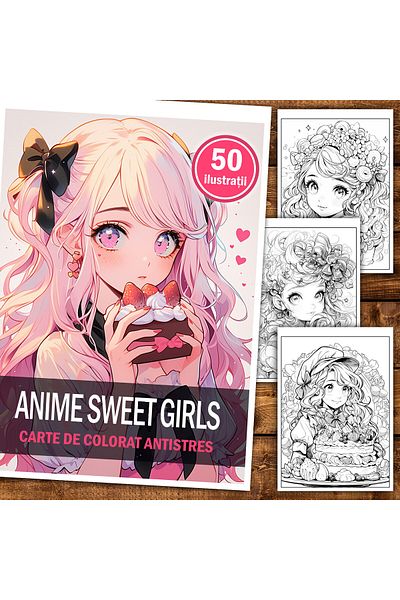 Legendary Gifts Anti-stress Coloring Book, 50 Illustrations, Anime Sweet Girls, 106 Pages, Format: A5