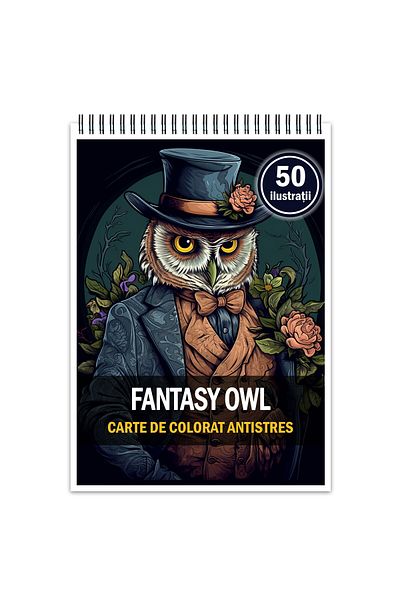 Legendary Gifts Anti-stress Coloring Book, 50 Fantasy Owl Illustrations, 106 Pages, Format: A5