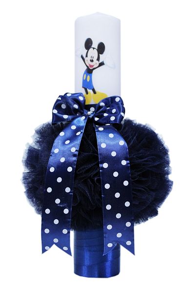 Recostore Baptism candle, with Mickey Mouse, navy blue, 40x7 cm, REC133