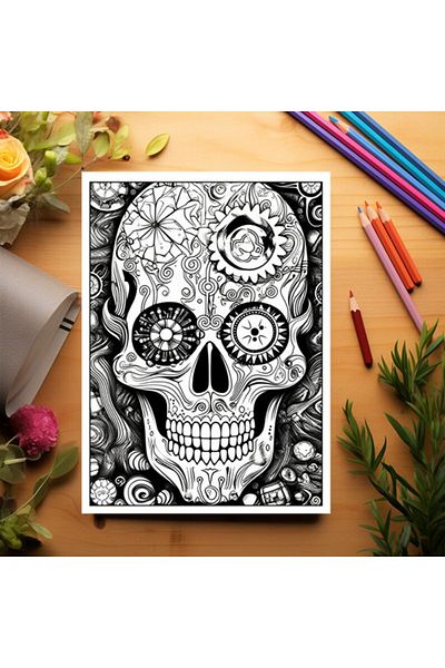 Legendary Gifts Adult Coloring Book, 50 Illustrations, Sugar Skulls - Volume Ii, 106 Pages, Format: A5