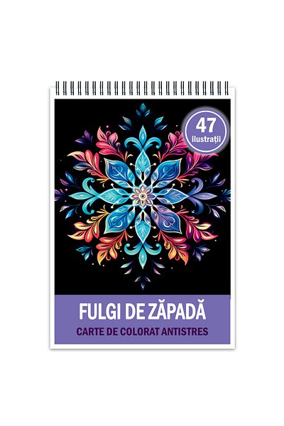 Legendary Gifts Anti-stress Coloring Book, 47 Snowflake Illustrations, 100 Pages, Format: A5