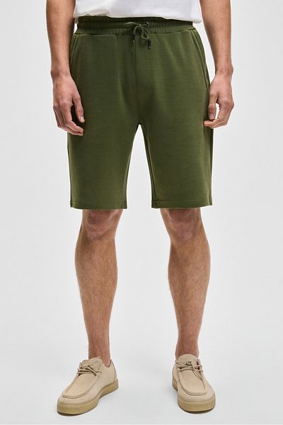 GRIMELANGE Camillo Men's Pocket Zippered Elastic Waist Light Khaki Shorts & Bermuda
