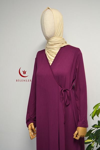 Bilenler Women's Side Tie Cotton Combed Prayer Dress – Size 38-48