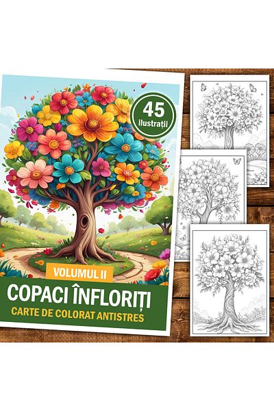 Legendary Gifts Anti-stress Coloring Book, 45 Illustrations, Flowering Trees - Volume Ii, 96 Pages, Format: A5
