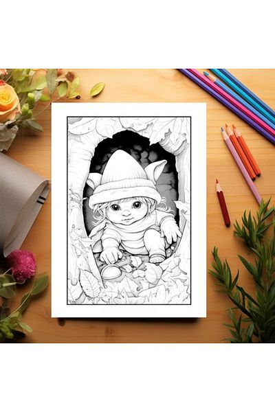 Legendary Gifts Coloring Book, 50 Illustrations, Gnomes In The Forest, 106 Pages, Format: A5