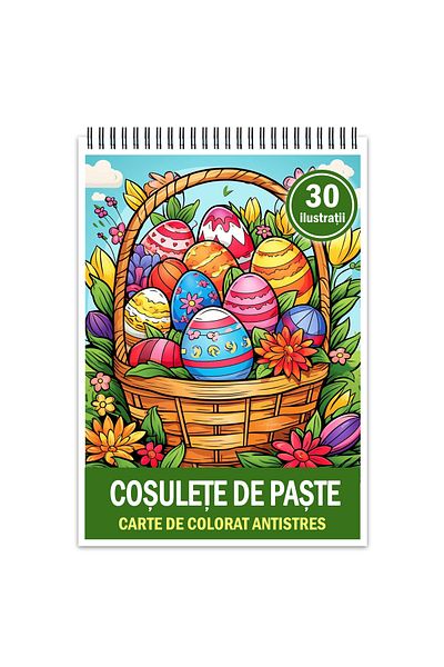 Legendary Gifts Anti-stress Coloring Book, 30 Easter Baskets Illustrations, 106 Pages, Format: A5