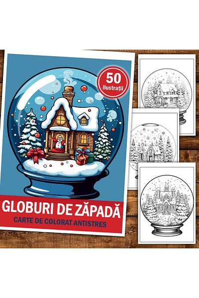 Legendary Gifts Anti-stress Coloring Book, 50 Illustrations, Snow Globes, 106 Pages, Format: A5